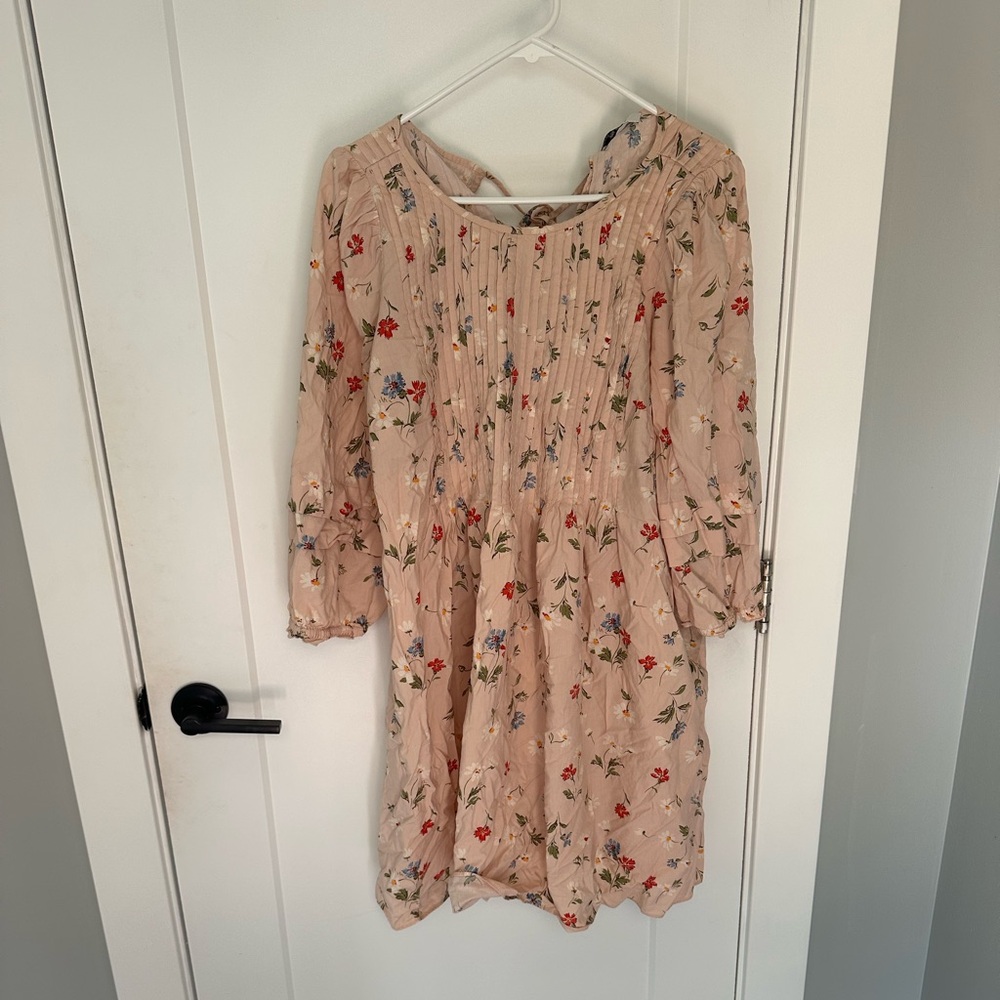 Madewell XL Floral Dress - Cream with Red and Blue